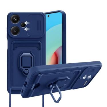 Imagem de Anlalish Capa compatível com Xiaomi Redmi Note 13 Pro Plus 5G com porta-cartões à prova de choque com capa para câmera, capa para telefone Redmi Note 13 Pro Plus 5G com cordão magnético suporte (azul