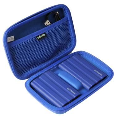 Imagem de adada Capa rígida de viagem para Samsung T7 Shield 2TB / 1TB / 4TB, SSD portátil, USB 3.2 Gen2 unidade externa de estado sólido (azul, capa para 2 discos rígidos)