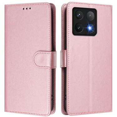 Imagem de Asdsinfor Capa carteira para Xiaomi 14T Pro, [bloqueio RFID] Suporte para 3 cartões [capa interior de TPU à prova de choque] Capa protetora magnética de couro PU para Xiaomi 14T Pro, ouro rosa YBW