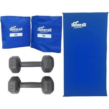 Imagem de kit funcional peso musculação halteres 3 kg tornozeleira peso 3 kg col