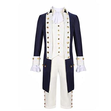 Imagem de MIAOCOS Fantasia masculina medieval da Ópera Alexander Hamilton, vintage, uniforme, formal, adulto, vestido colonial vitoriano, casaco masculino