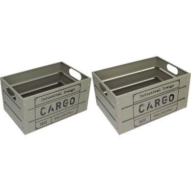 Imagem de Jogo 2  Caixas Decorativa Organizadora Home&Co Metal Cinza