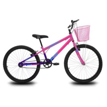 Imagem de Bicicleta Infantil Aro 24 KOG Feminina com Cestinha, Violeta, Rosa, 24