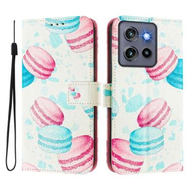 Imagem de Capa carteira para Motorola Moto Edge 50 Neo, 3 compartimentos para cartão, 1 compartimento para dinheiro, capa flip de couro PU com padrão fofo, capa com fivela magnética à prova de choque,