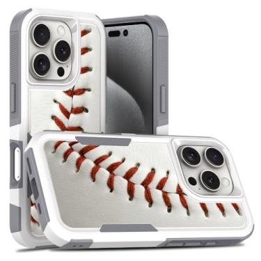 Imagem de Candykisscase Capa para iPhone 16 Pro, R2D2 Astromech Droid Robot Padrão Absorção de Choque PC Rígido e Silicone Interno Capa Armadura de Camada Dupla Híbrida para iPhone 16 Pro (Esportes de Beisebol)