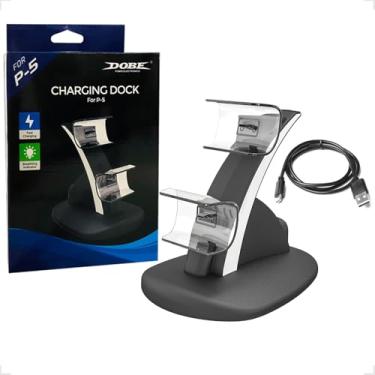 Imagem de Base Carregador De Controle Manete Duplo Compatível Para Playstations 5 Controle Ps5 (PRETO)