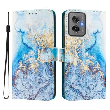 Imagem de Capa carteira para Motorola Moto G55, 3 compartimentos para cartão, 1 compartimento para dinheiro, capa flip de couro PU com padrão fofo, capa com fivela magnética à prova de choque, compatível com