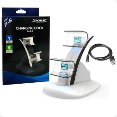 Imagem de Genérico Base Carregador De Controle Manete Duplo USB-C Compatível Para Playstations 5 Controle Ps5 (BRANCO)