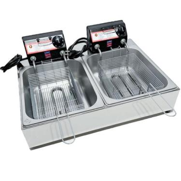 Imagem de Fritadeira Elétrica Industrial 10L 2Cubas AntiChamas Profissional - Fr