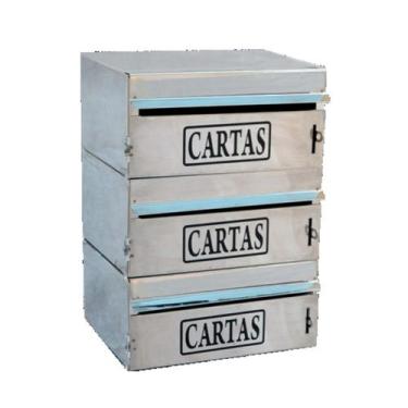 Imagem de Caixa Correio Condomínio Frontal Para Muro Inox 3 Módulos - Ouro Minas