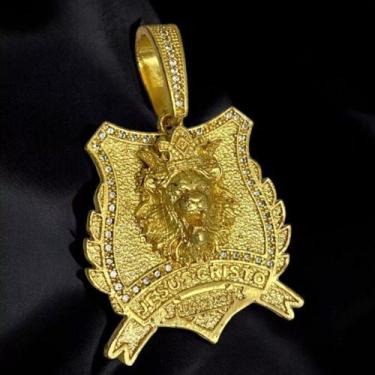 Imagem de Pingente Leão Jesus Cristo (g) - Banhado a Ouro 18k - ToJoia18k