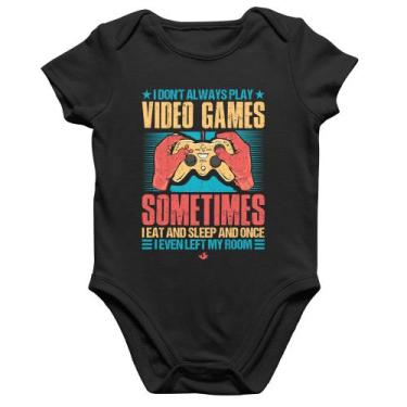 Imagem de Body Bebê Algodão I don't always play videogames - Foca na Moda, Preto