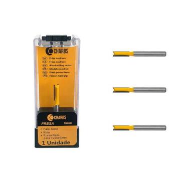 Imagem de Kit com 4 Fresas Retas 6mm Metal Duro para Tupia - CHARBS