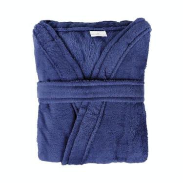 Imagem de Roupão Chronos Plush Microfibra Kimono Tamanho M - Indigo - Bia Enxova