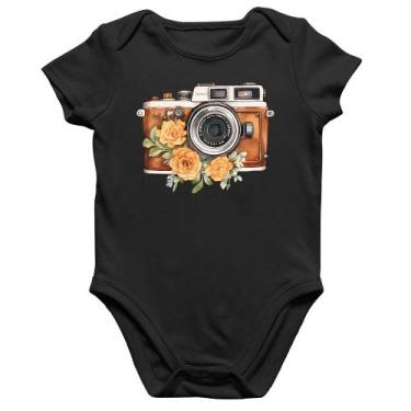 Imagem de Body Bebê Algodão Máquina Fotográfica Vintage e Flores - Foca na Moda,