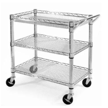 Imagem de Carrinho Bar, Chá Multiuso Aço Cromado Com 3 Prateleiras - Member's Ma