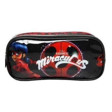 Imagem de Estojo Duplo PCF Miraculous Ladybug Escolar Creche - Pacific, Preto