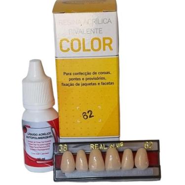 Imagem de Kit cola cor do dente + dente provisório resina acrílica 38 (tamanho g
