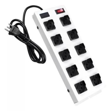 Imagem de Filtro Extensão Régua Metálico 10 Tomadas Cabo 1 Metro KITEC