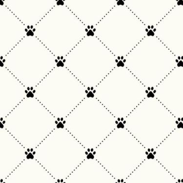 Imagem de Papel de Parede Decorativo Baby Patinhas Pretas Interligadas com Fundo