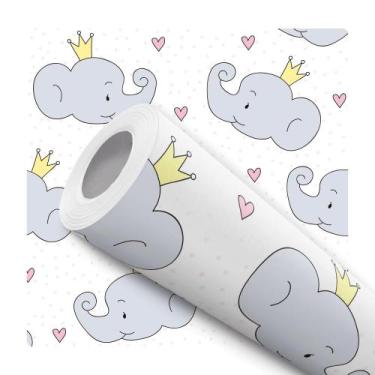 Imagem de Papel de Parede Vinílico Elefante Fofo Infantil Quarto 12m - DELIQUADR