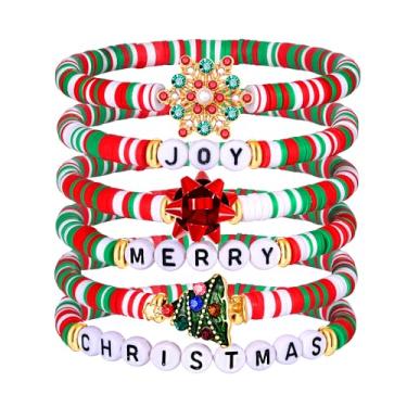 Imagem de NVENF Pulseiras Heishi arco-íris para mulheres empilháveis disco de vinil africano pulseiras elásticas boêmias em camadas pulseiras surfistas verão praia acessório, 2.6, Plástico, Sem pedras preciosas