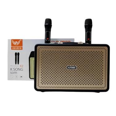Imagem de Caixa de Som Karaokê sem fio Bluetooth com 02 Microfones 200W PMPO