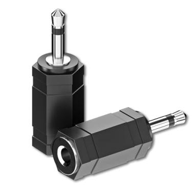 Imagem de Goupchn Adaptadores mono para estéreo de 3,5 mm, pacote com 2, plugue macho mono de 1/20.3 cm para soquete fêmea TRS estéreo de 1/20.3 cm para fone de ouvido, rádio
