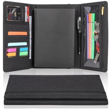 Imagem de Ditiord Capa planejadora de três dobras para caderno inteligente Rocketbook | Organizador de portfólio tamanho executivo A5 (22,4 x 15,2 cm) com bolso para arquivos | Capa protetora à prova d'água