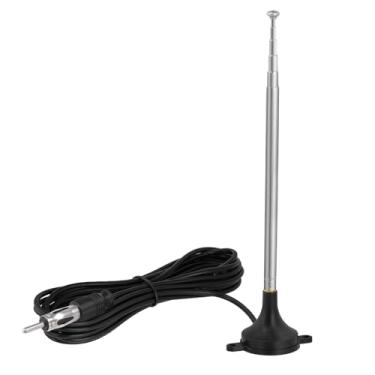Imagem de Bingfu Antena Universal Telescópica para Carro Rádio DIN Plugue FM AM Substituição Antenas Magnéticas Estéreo Duplo Único Din para Veículo Caminhão SUV, Unidade de Cabeçote CD Media Receiver Player