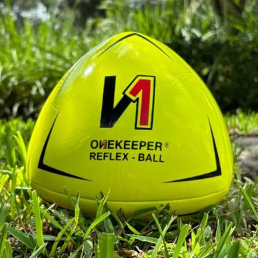 Imagem de ONEKEEPER Bola de Reflexo e Reação de Futebol – Branca, Laranja, Azul, Rosa e Amarelo Fluo para Agilidade, Reflexo e Treinamento de Velocidade para Crianças e Jovens (Amarelo)