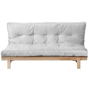 Imagem de OGEMXU Sofá-cama Futon Futon de 15 cm, colchão futon adulto, sofá de flanela grosso, enchimento de espuma triturada de alta densidade (moldura não incluída), 137 x 203 cm, mais verde