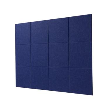 Imagem de LAJAR Grandes azulejos de parede de feltro, pacote com 12 placas de cortiça alternativas com abas adesivas removíveis, quadros de pinos de avisos para escritório, escola e casa (azul escuro)