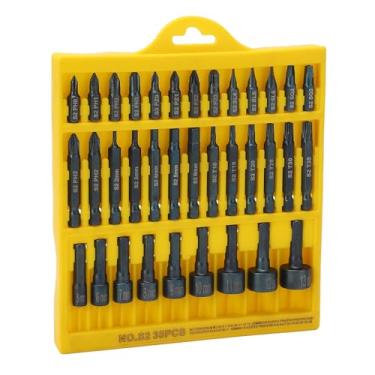 Imagem de Conjunto de Bits de Chave de Fenda de Aço Magnético S2 de 35 Unidades, Kit de Soquete de Slot Cruzado para Veículo, Fácil de Usar Com Bits de Haste Hexagonal de 1/4 pol., ótimo