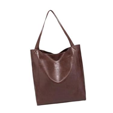 Imagem de Colaxi Mulheres Shoulder Bag Pocket Bolsa elegante para férias Compras pendulares Praia, Marrom Escuro