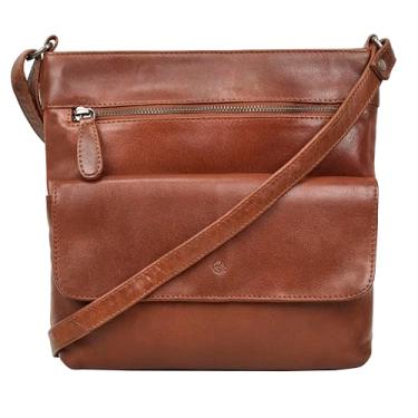 Imagem de Bolsa transversal de couro premium Antonio Valeria Piper, Washed Redwood, Medium