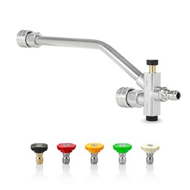 Imagem de BESHED Varinha de lavadora de pressão de conector duplo para canhão de espuma, lança de conector duplo com 5 pontas de bocal de lavadora de pressão, 5000 PSI