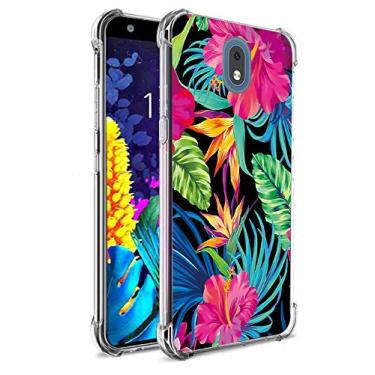 Imagem de Bereajoy Capa para LG K30 2019 / LG Escape Plus/LG Journey LTE L322DL, capa ultrafina de proteção para celular de plástico macio TPU antiqueda para LG K30 2019 (flor rosa e preto)