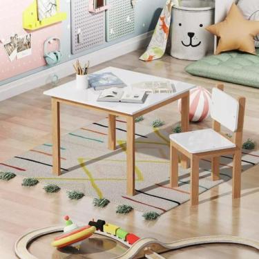 Imagem de Mesinha Infantil Em Madeira Maciça Isa Com 1 Cadeirinha Para Atividade