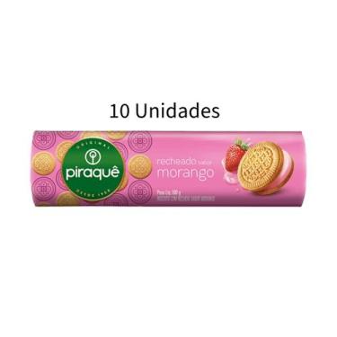 Imagem de Kit 10 Biscoito Recheado Piraquê 160g - sabores diversos, 10x Morango