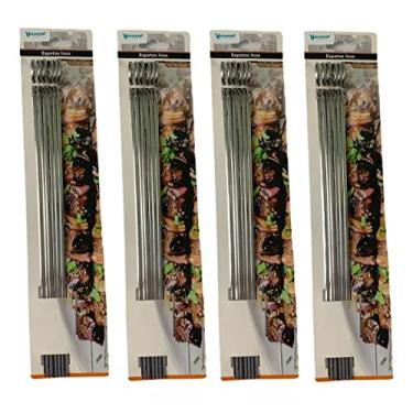Imagem de Kit 24 Espetos Inox 30 Cm Para Churrasco Espetinho Assar Carne Frango Legumes Vegetais