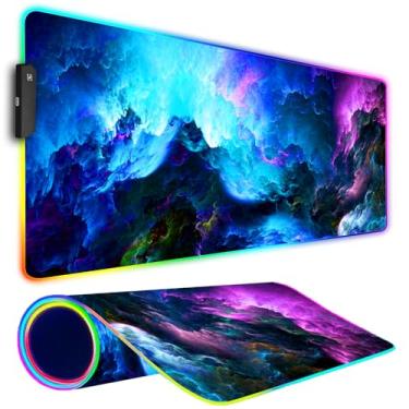 Imagem de Armanza Mouse Pad RGB para Jogos, Tapete de Mouse Grande com Luz LED, 800 x 300 mm, Multicolorido