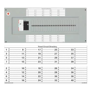 Imagem de Littversions Adesivos adesivos para painel do disjuntor Fuse Box para todos os painéis elétricos/centros de carga (Horizontal 40 circuitos 2 etiquetas)