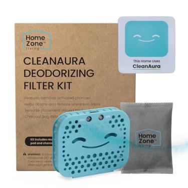 Imagem de Home Zone Living Kit de filtro desodorizante CleanAura com saco de filtro de carvão e adesivo magnético, ajuda a eliminar o odor em casa