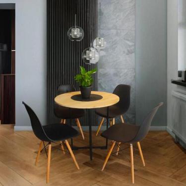 Imagem de Mesa De Jantar Tampo de Madeira Maçiça E Ferro Metalon com Design Indu