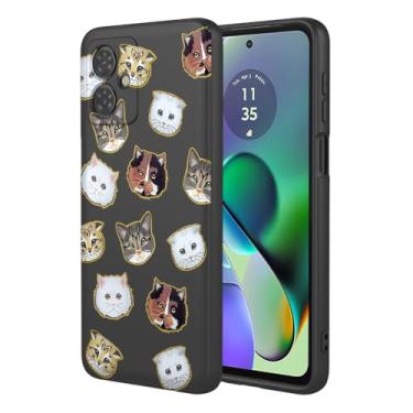 Imagem de KOARWVC Capa de telefone para Moto G14, Motorola G14 XT2341 capa fofa com design de padrão de gato fino protetor macio TPU bumper capa de telefone para Motorola Moto G14 gato preto