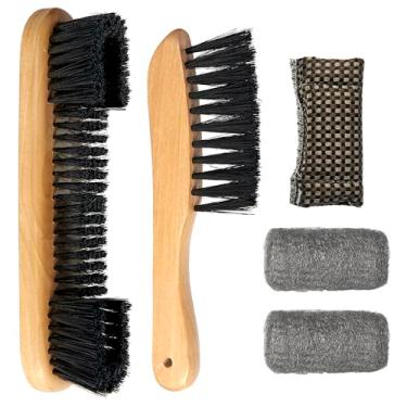 Imagem de LAKINGO Conjunto de pincéis de mesa de bilhar para feltro, acessórios de limpeza de mesa de bilhar com 2 escovas de madeira, 2 panos de polimento de virola, pano de limpeza de eixo de taco (5 kits,