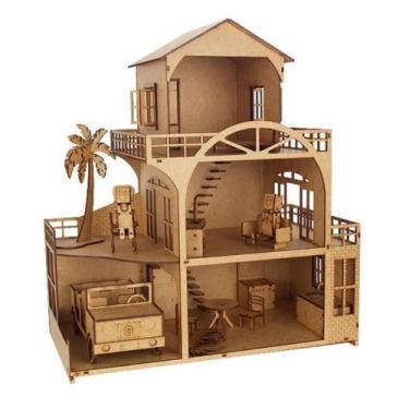 Imagem de Kit De Casinha Para Bonecas + Moveis Tradicional W4003 - Woodplan