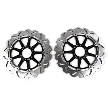 Imagem de 1 par de discos de freio dianteiros flutuantes compatíveis com Yamaha FZR750R TZR250 1989-1992, YZF750R YZF750 SP 1993-1997, peças pretas de acessórios de motocicleta