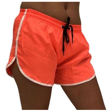 Imagem de Short Moda Praia Relaxado Tactel Neon Feminino Bermuda Lisa, M, F, Ros